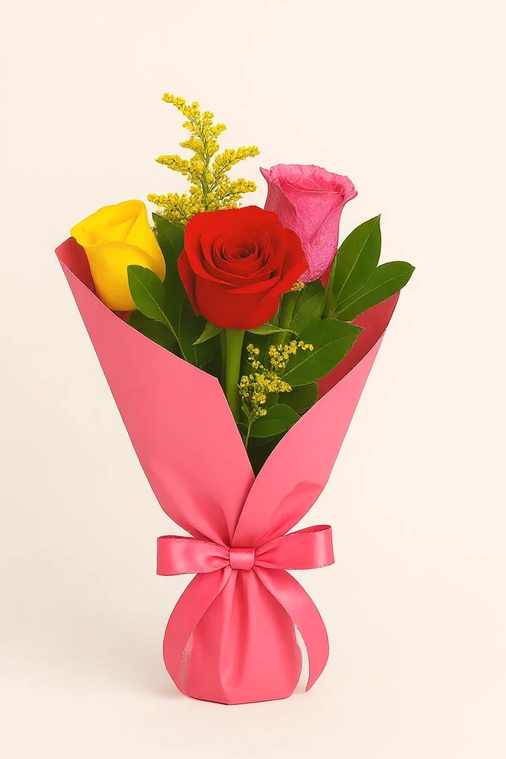 Mini Buquê 3 Rosas Coloridas
