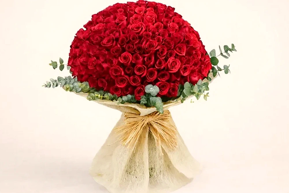 Paixão Floral Buquê Vermelho com 200 Rosas Colombianas