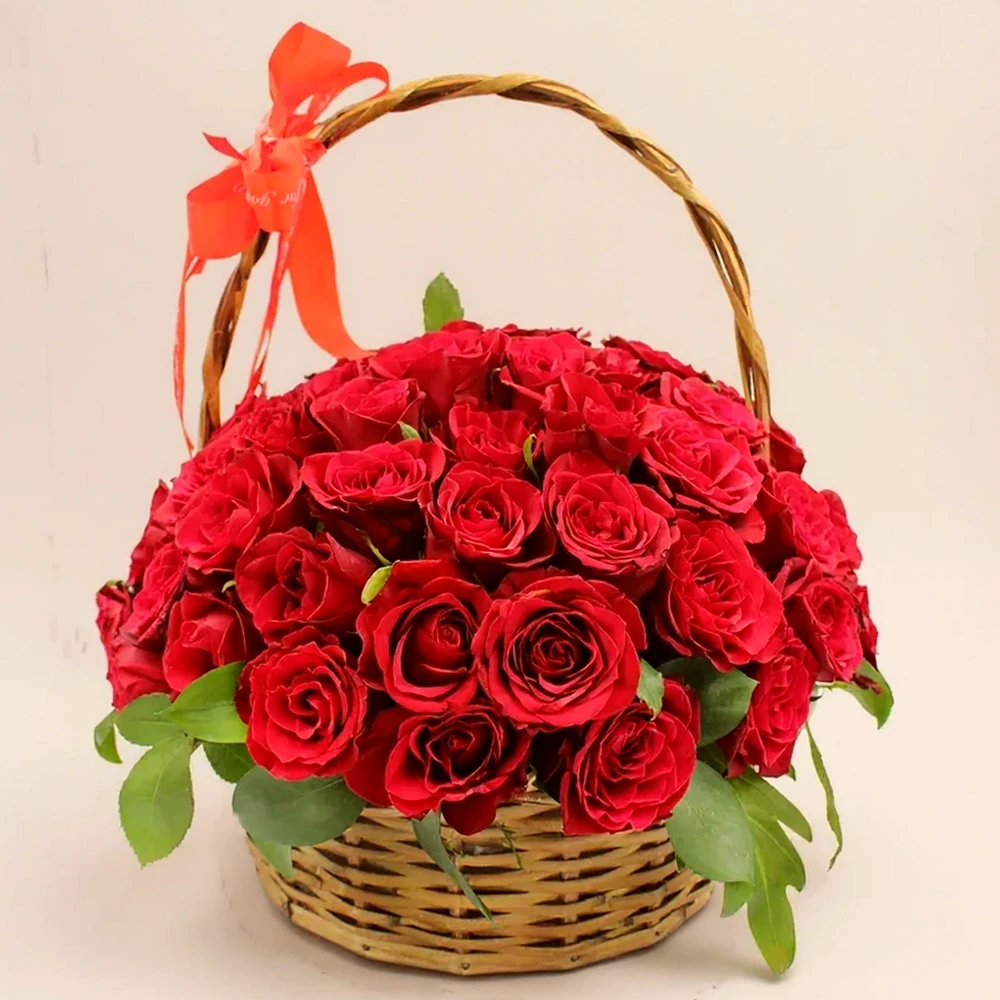 Cesta com 40 Rosas Vermelhas